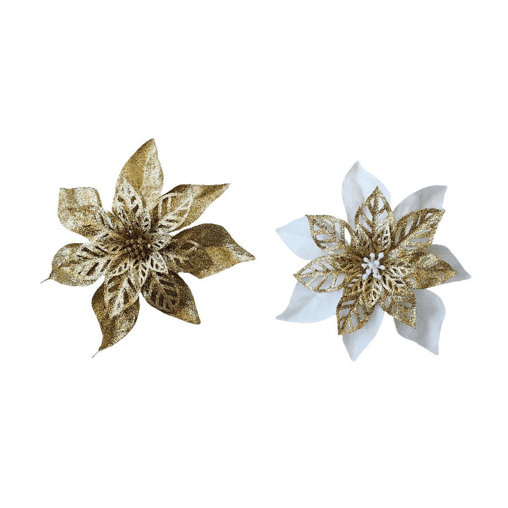 Pdq Poinsettia Clip On 2 Tone Solid - Country Silk