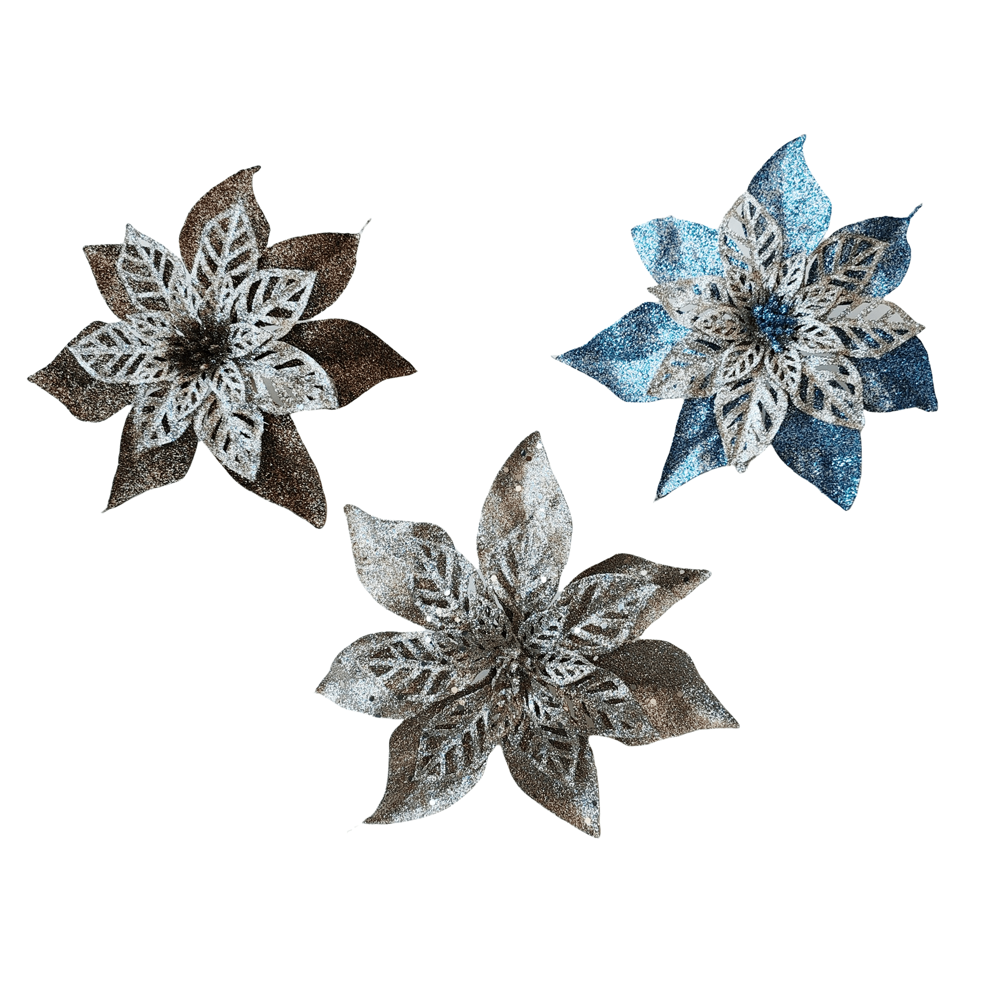 Pdq Poinsettia Clip On 2 Tone Solid - Country Silk