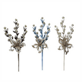 Pdq Poinsettia Pick With Tinsel Balls - Country Silk