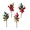 Pdq Glittered Leaf Pick Withapple - Country Silk
