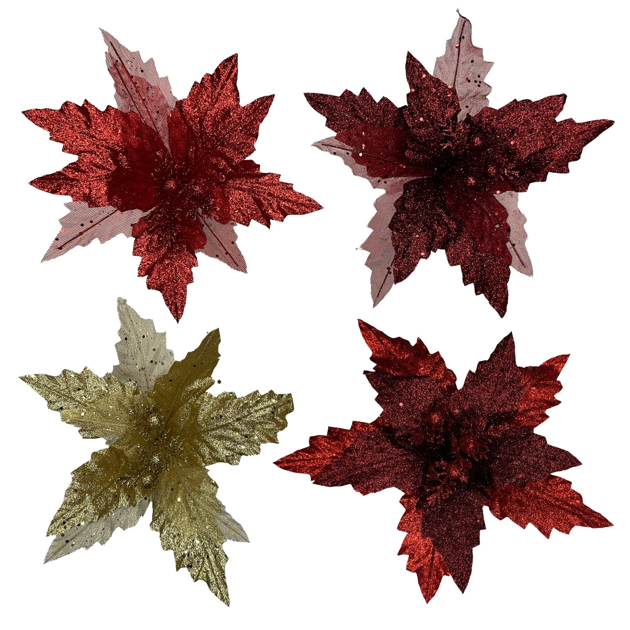 Poinsettia Glitter Pick - Country Silk