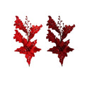 Tall Velvet Poinsettia Pick With Mirror - Country Silk