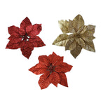 Red Theme Glittered Poinsettia Clip