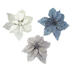 Silver White Blue Theme Glittered Poinse - Country Silk