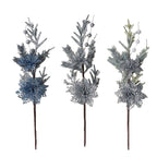 Double Glitter Poinsettia Pick With Pine - Country Silk