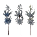 Double Glitter Poinsettia Pick With Pine - Country Silk
