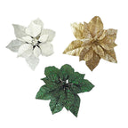 Gold Emerald Them Glittered Poinsettia C - Country Silk