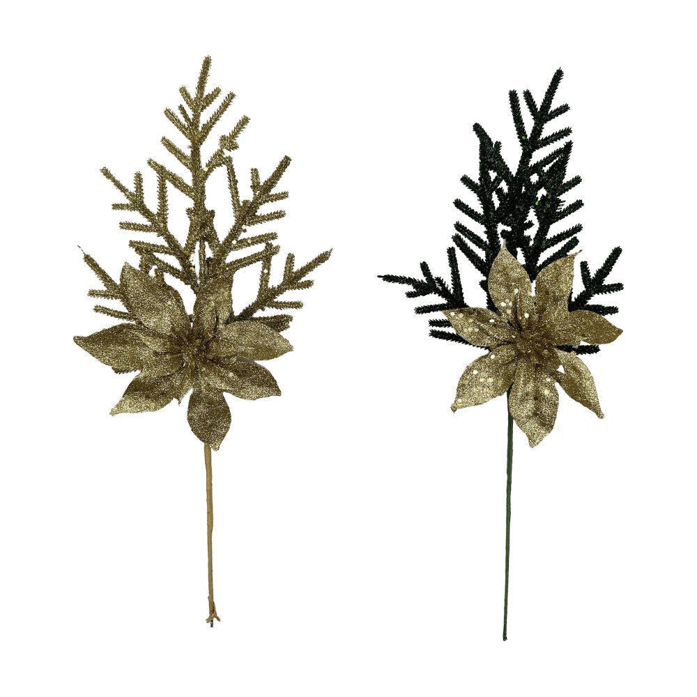 Large Poinsettia Fern Pick - Country Silk