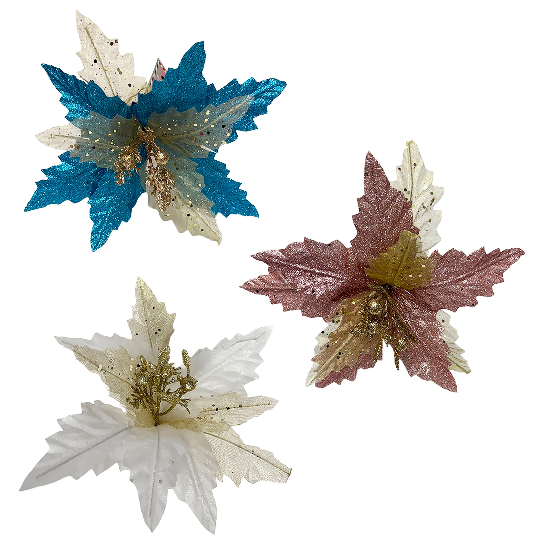 Poinsettia Glitter Pick