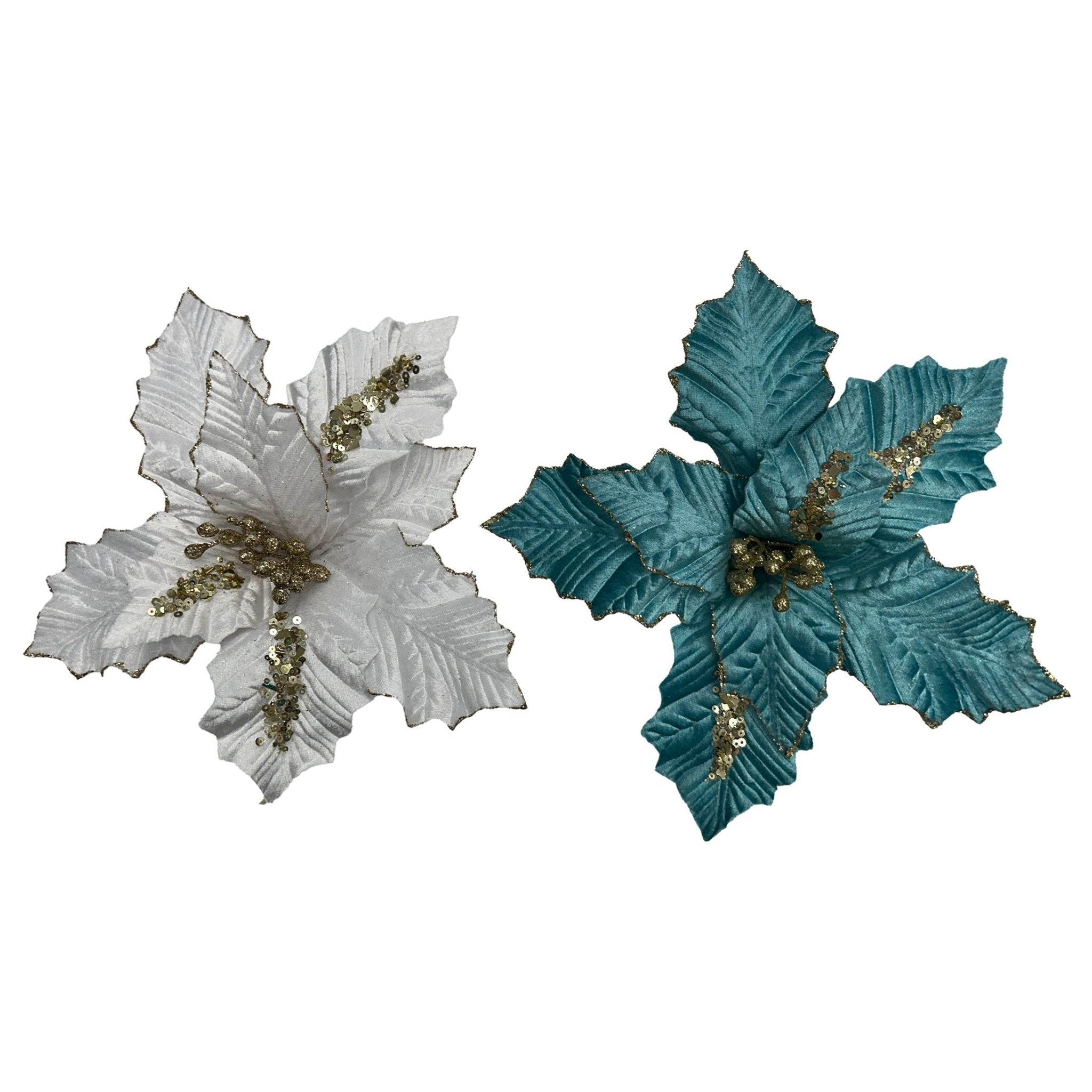 Clip Poinsettia W Large Sequin - Country Silk