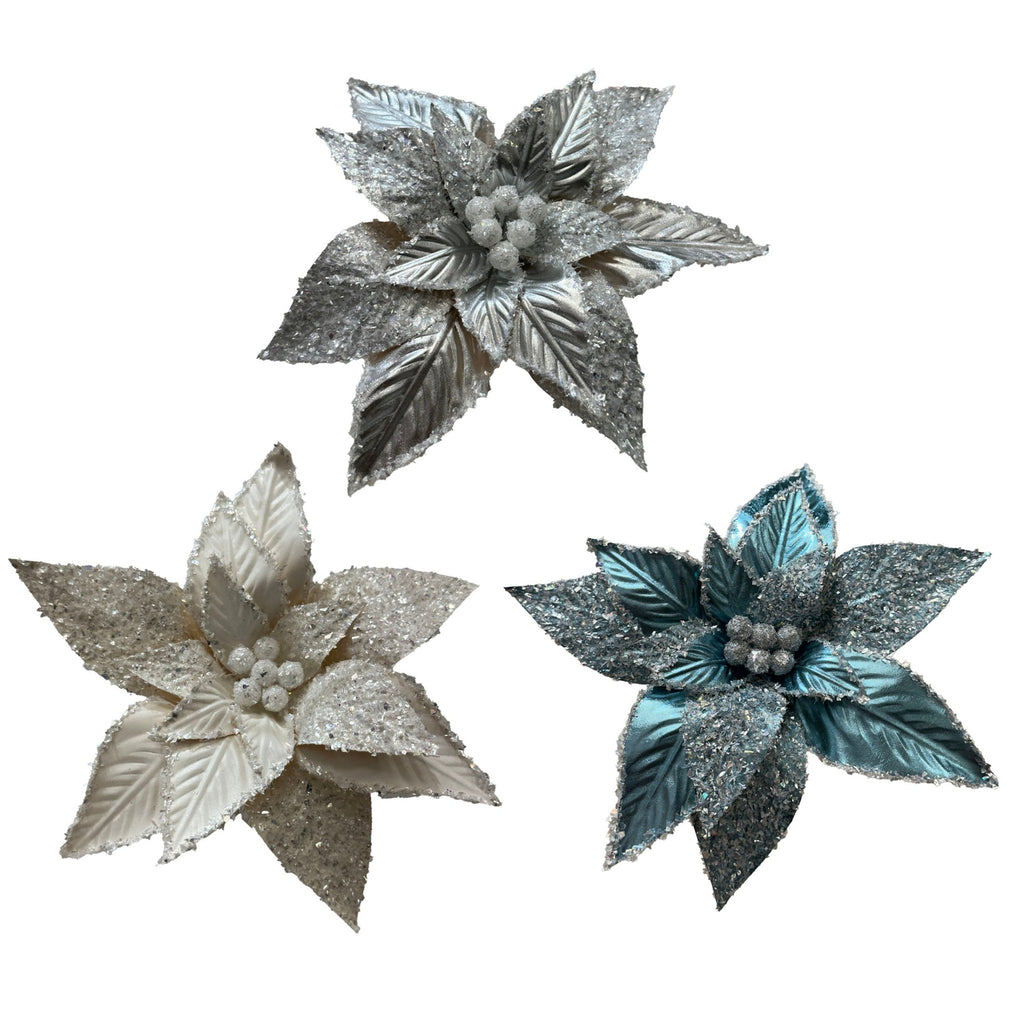 Metallic Poinsettia With Glitter Edge - Country Silk
