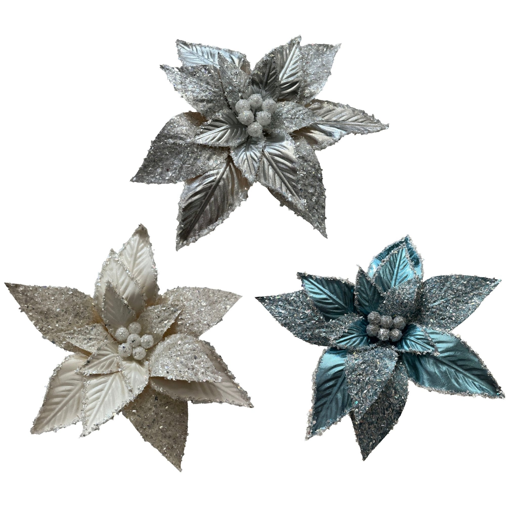 Metallic Poinsettia With Glitter Edge - Country Silk