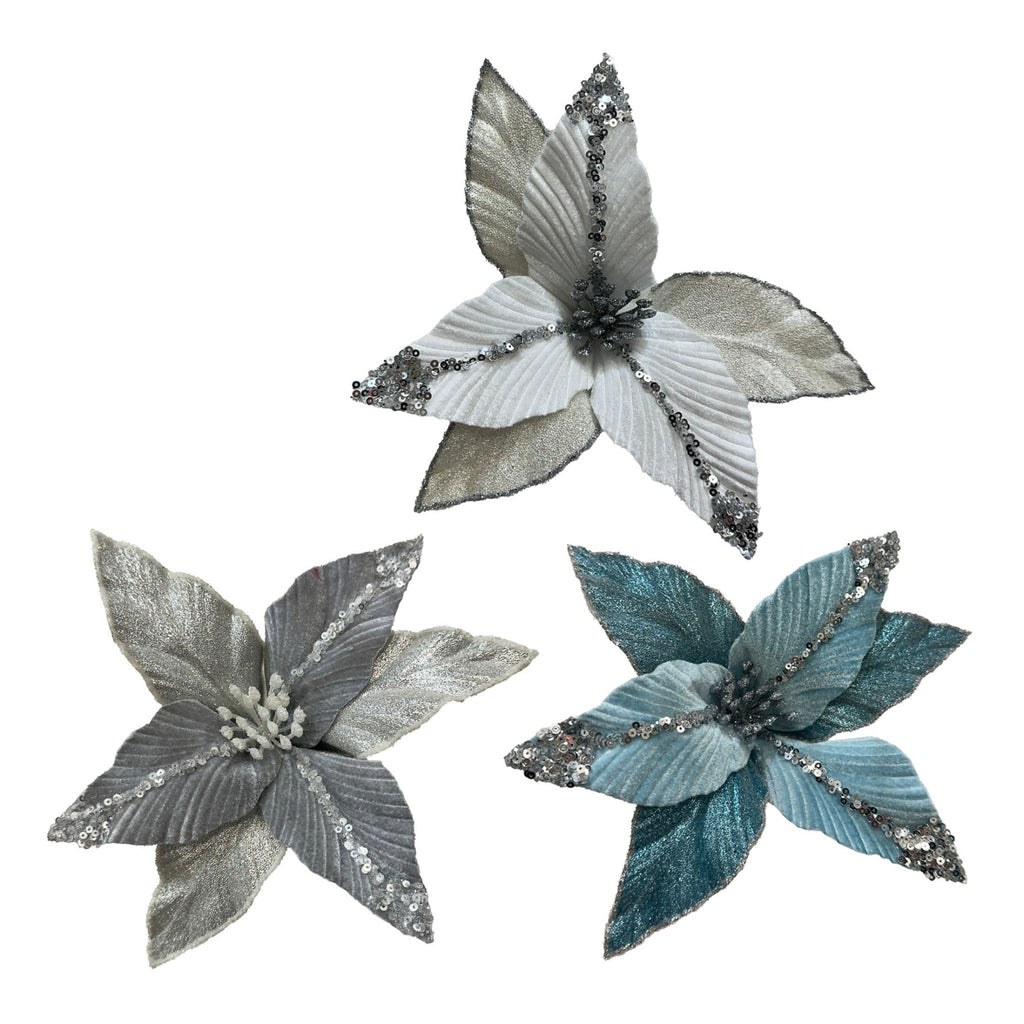 Velvet Poinsettia With Frosted Petal - Country Silk