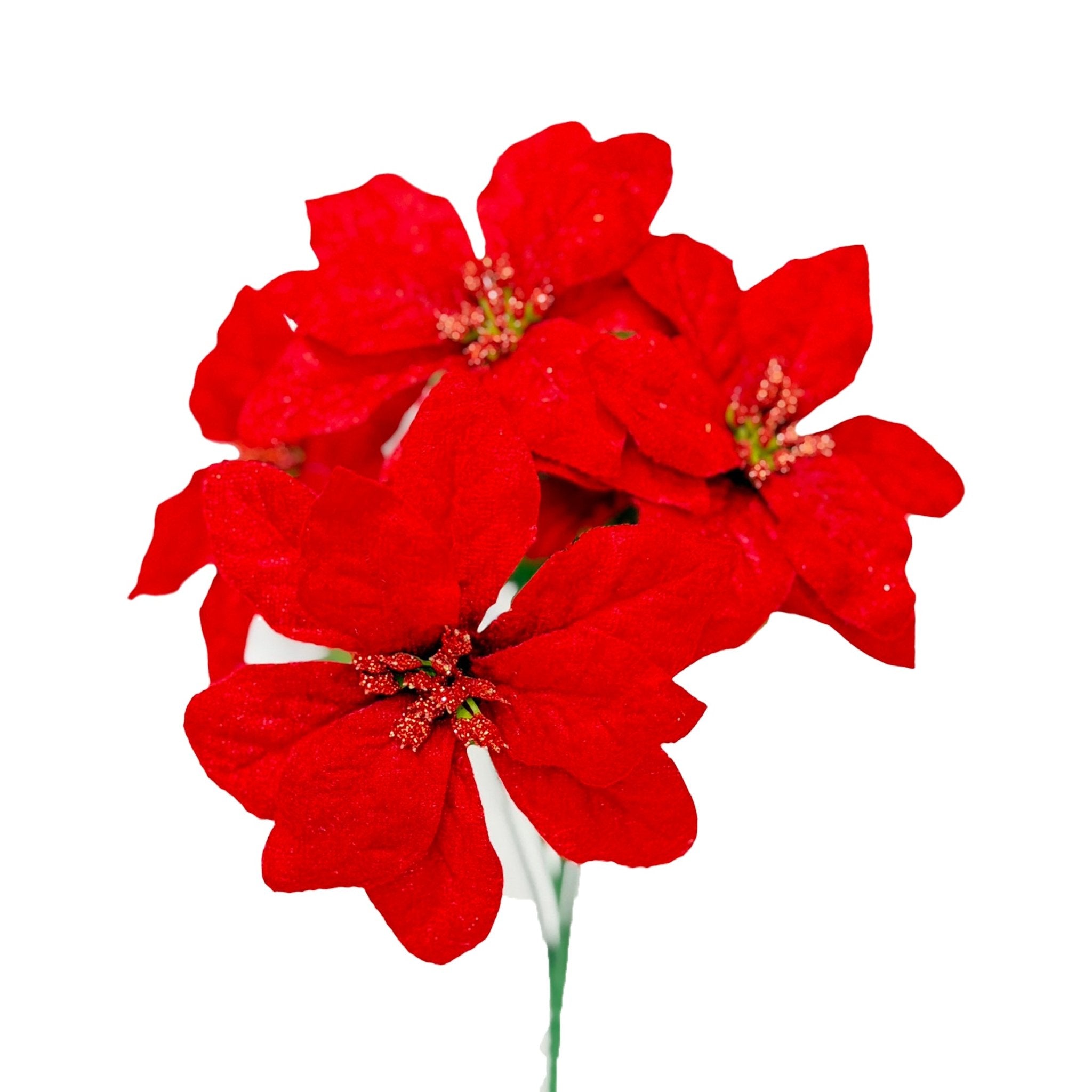 Velvet Poinsettia Bush X 5 - Country Silk