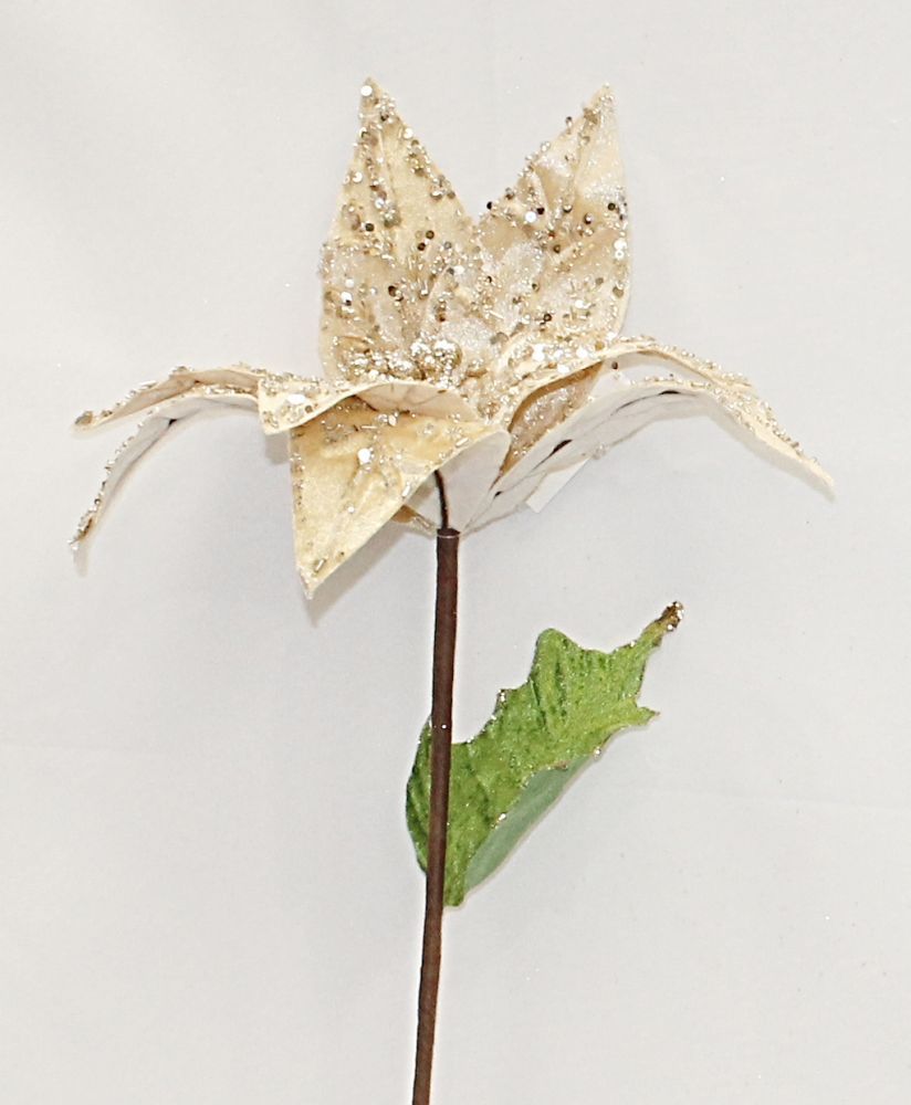 Velvet Poinsettia With Encrusted Se - Country Silk