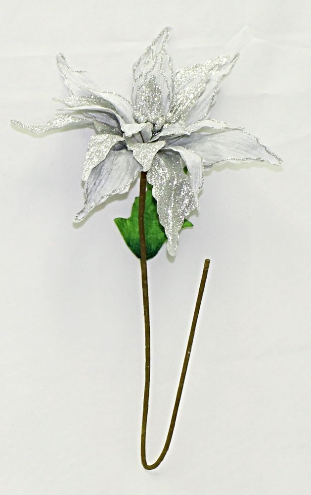 Velour Glittered Poinsettia X 1 - Country Silk