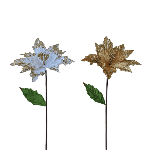 22 Inch Poinsettia With Leave - Country Silk