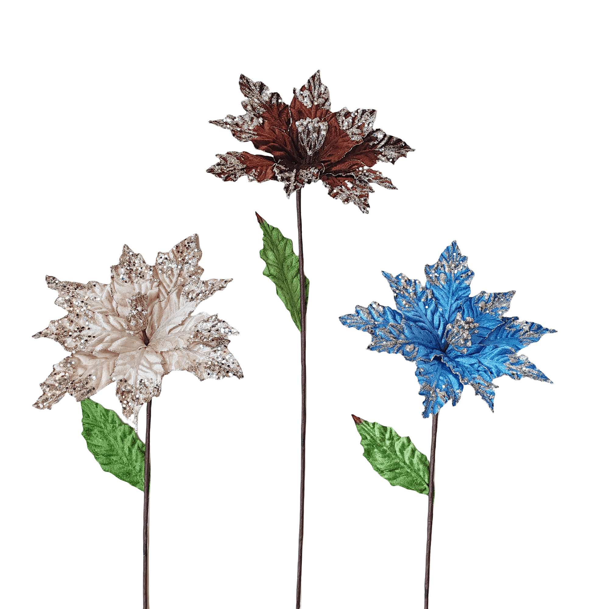 22 Inch Poinsettia With Leave - Country Silk