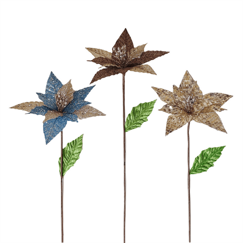 22 Inch All Flat Sequin Poinsettia With - Country Silk