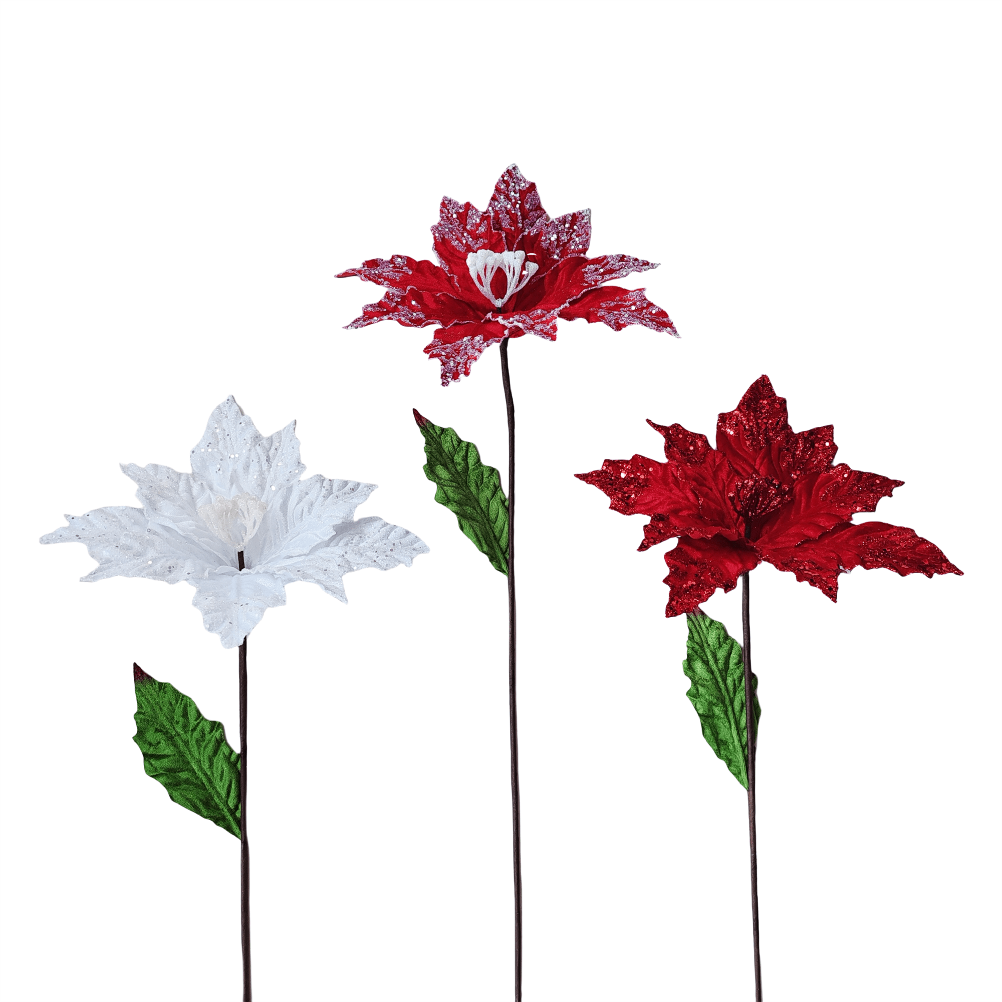 22 Inch Poinsettia With Leave - Country Silk