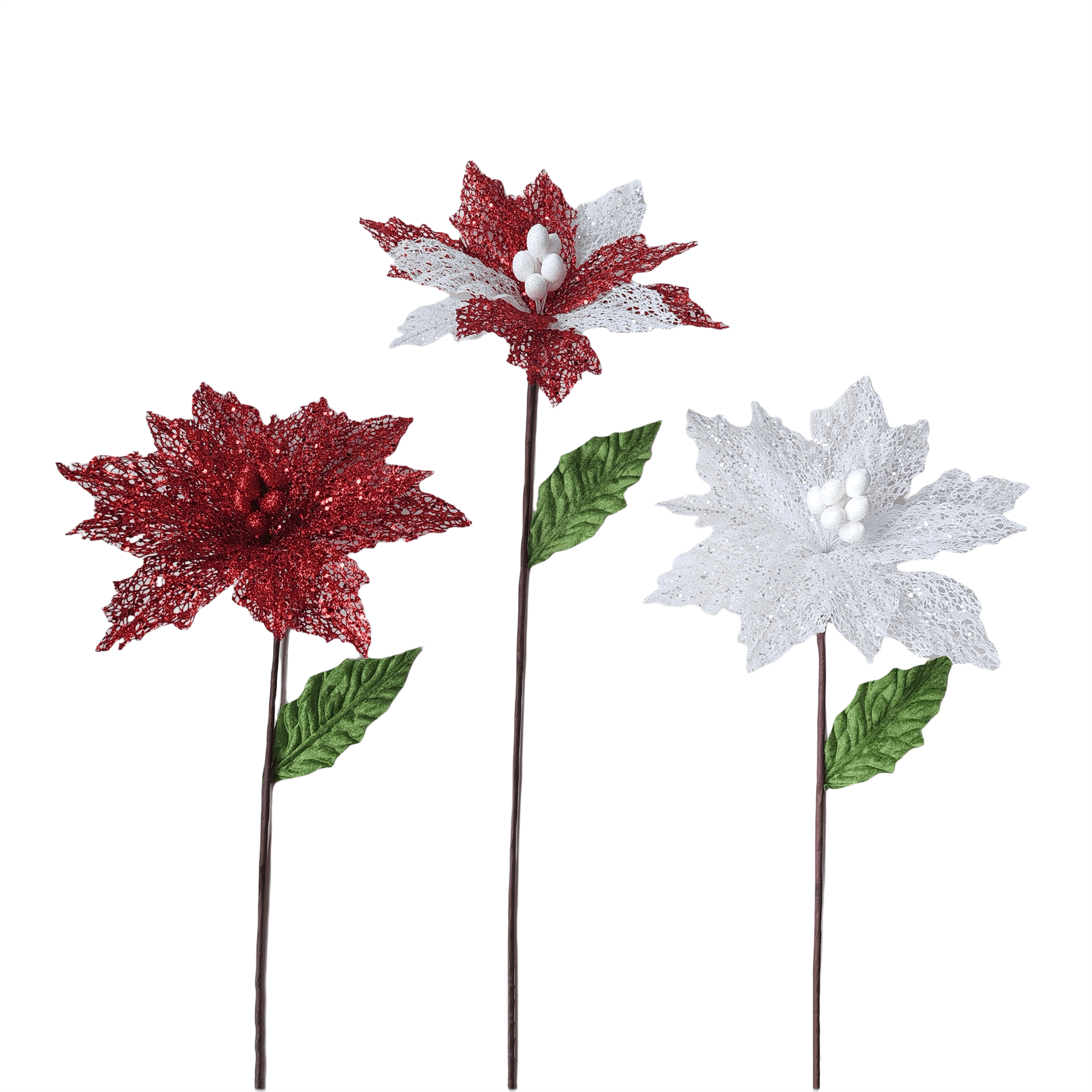 Lace Poinsettia Withglitter - Country Silk