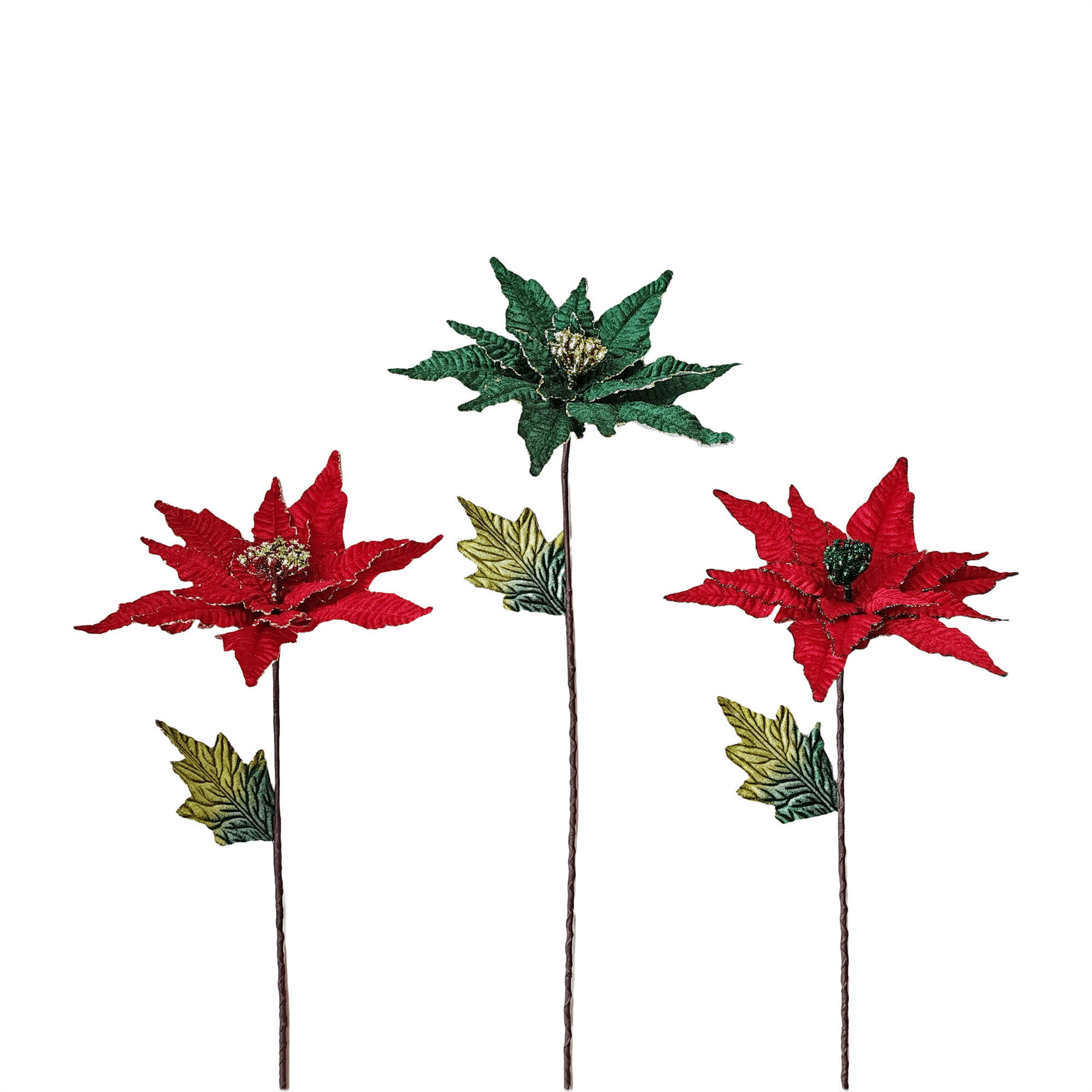 22 Inch Embossed Velvet Leaves With Glit - Country Silk