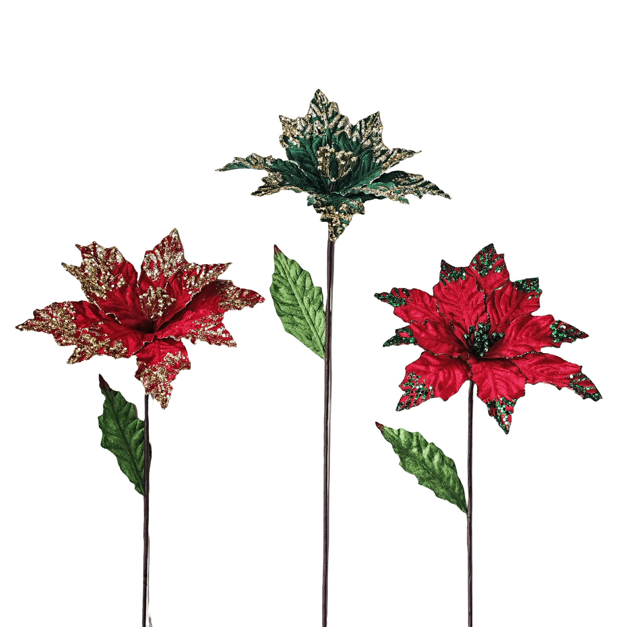 22 Inch Poinsettia With Leave - Country Silk