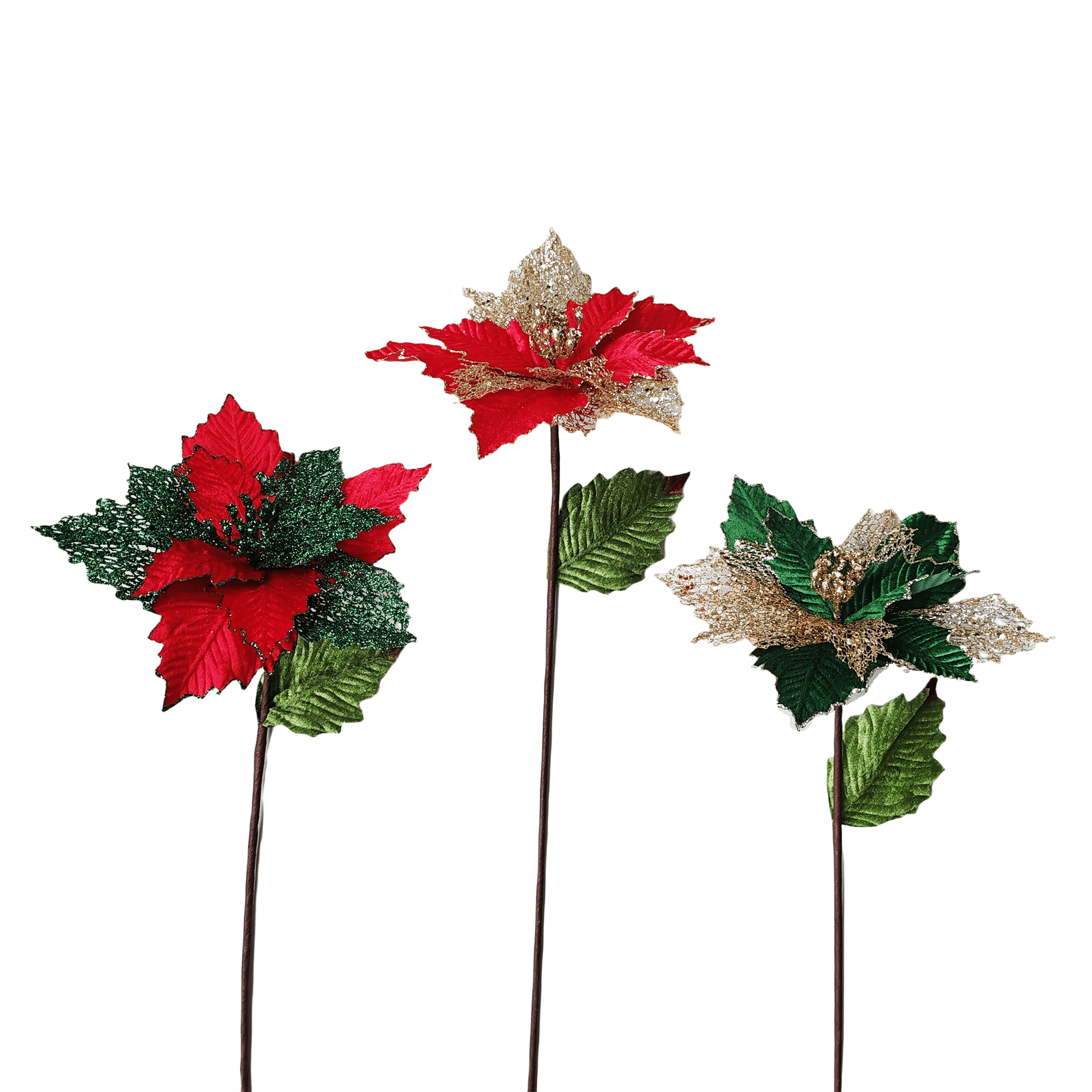 22 Inch Lace Velvet Single Poinsettia B - Country Silk