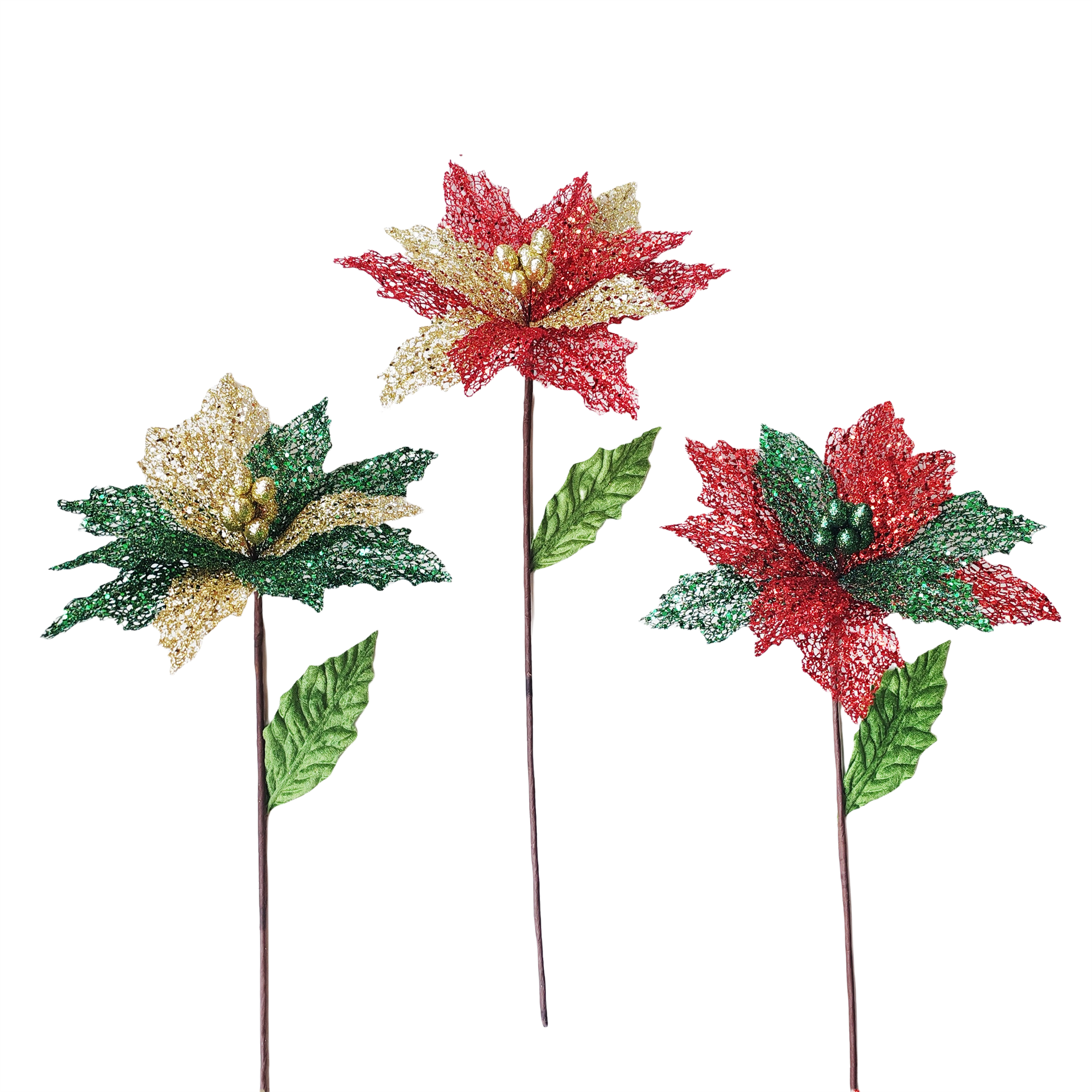 Lace Poinsettia Withglitter - Country Silk