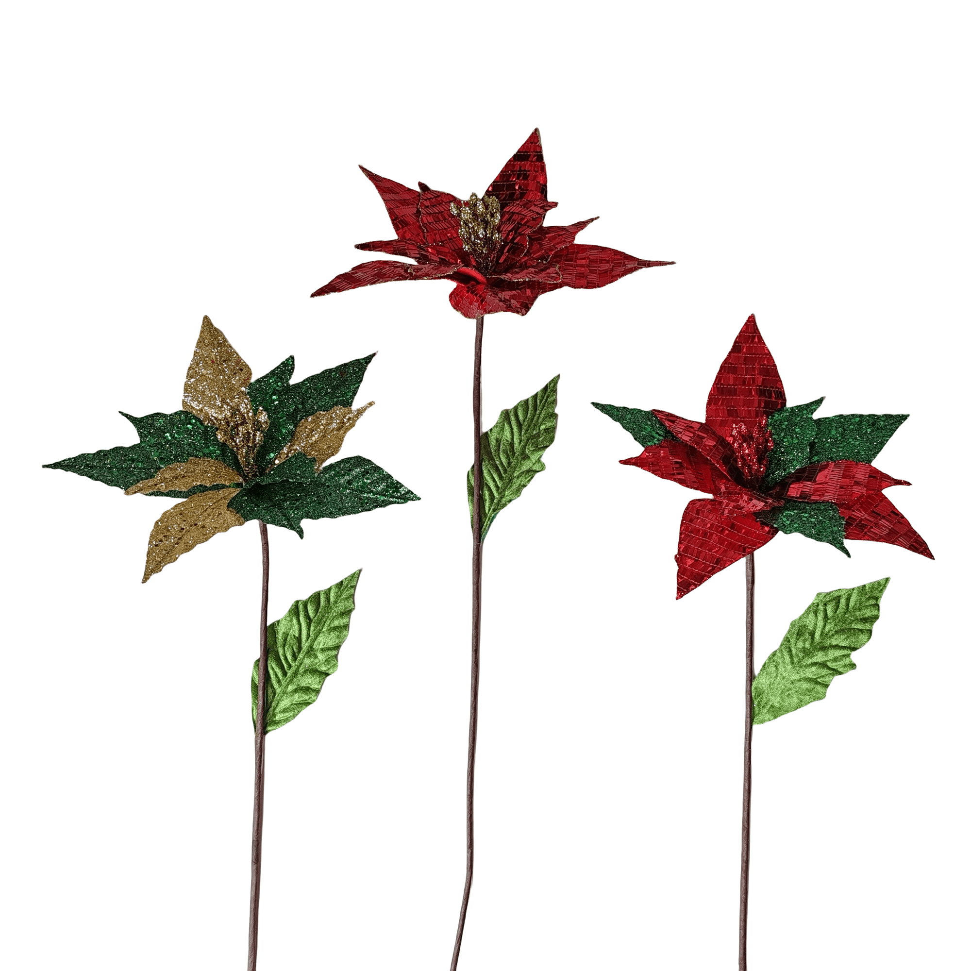 22 Inch All Flat Sequin Poinsettia With - Country Silk