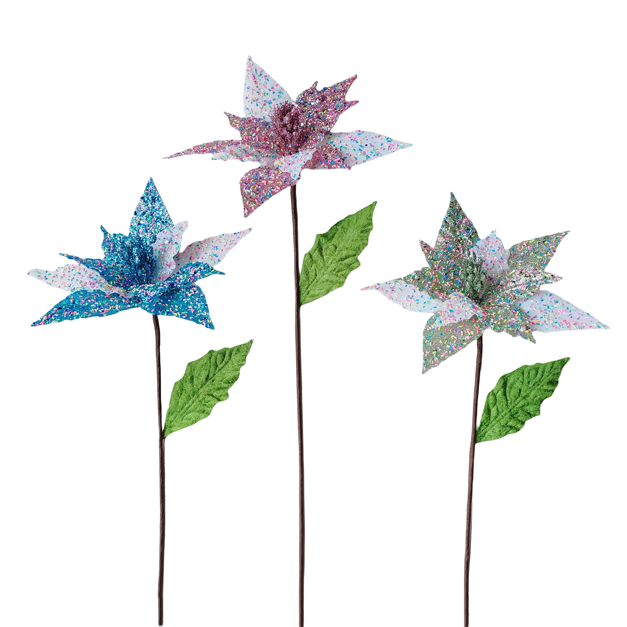 22 Inch All Flat Sequin Poinsettia With - Country Silk
