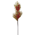 Large Glitter Pine Spray With Berry - Country Silk