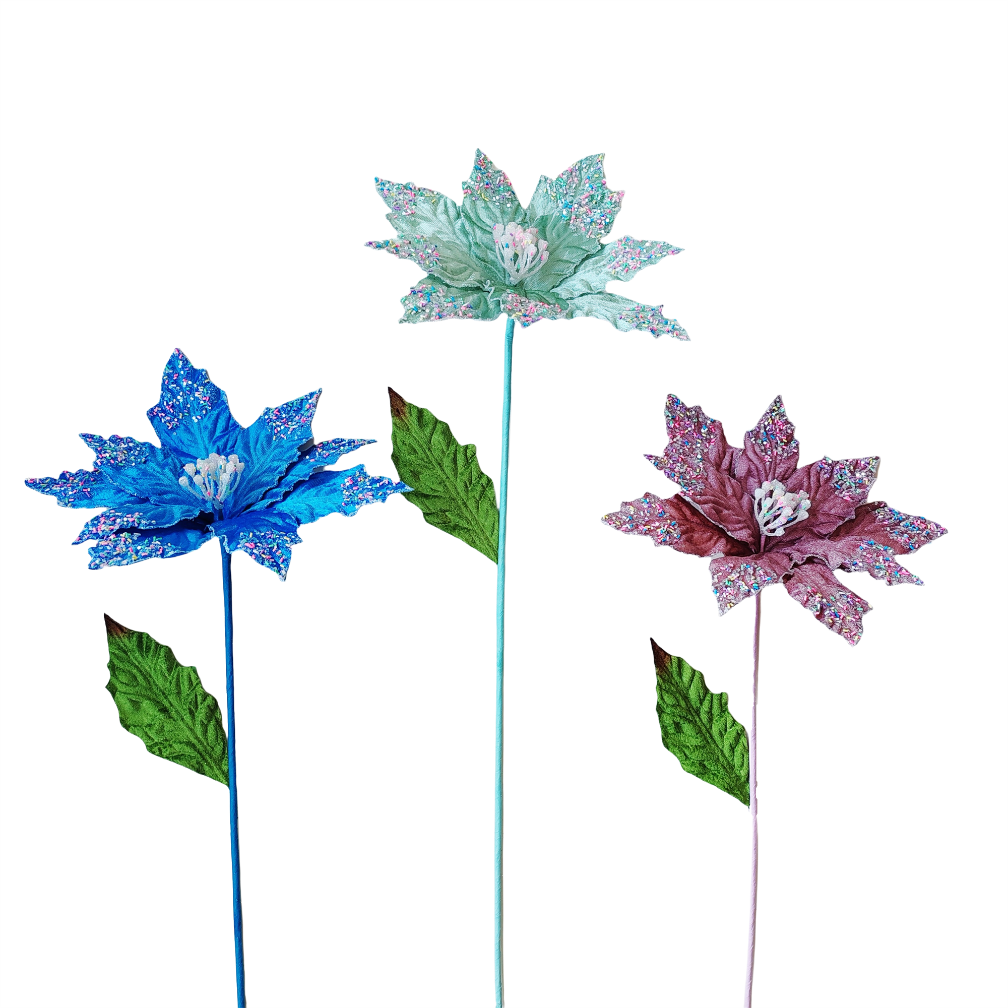 22 Inch Poinsettia With Leave - Country Silk
