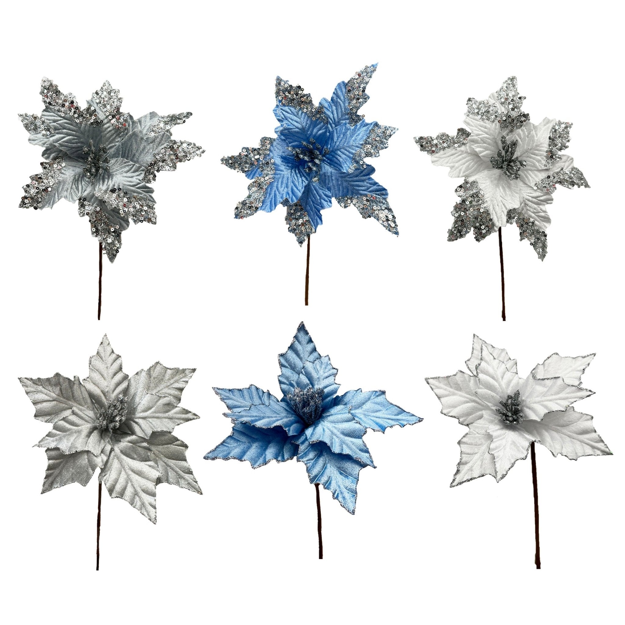 22 Velvet Poinsettia W Glitter 2 Asst St - Country Silk