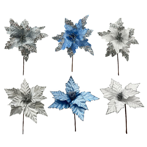22 Velvet Poinsettia W Glitter 2 Asst St - Country Silk