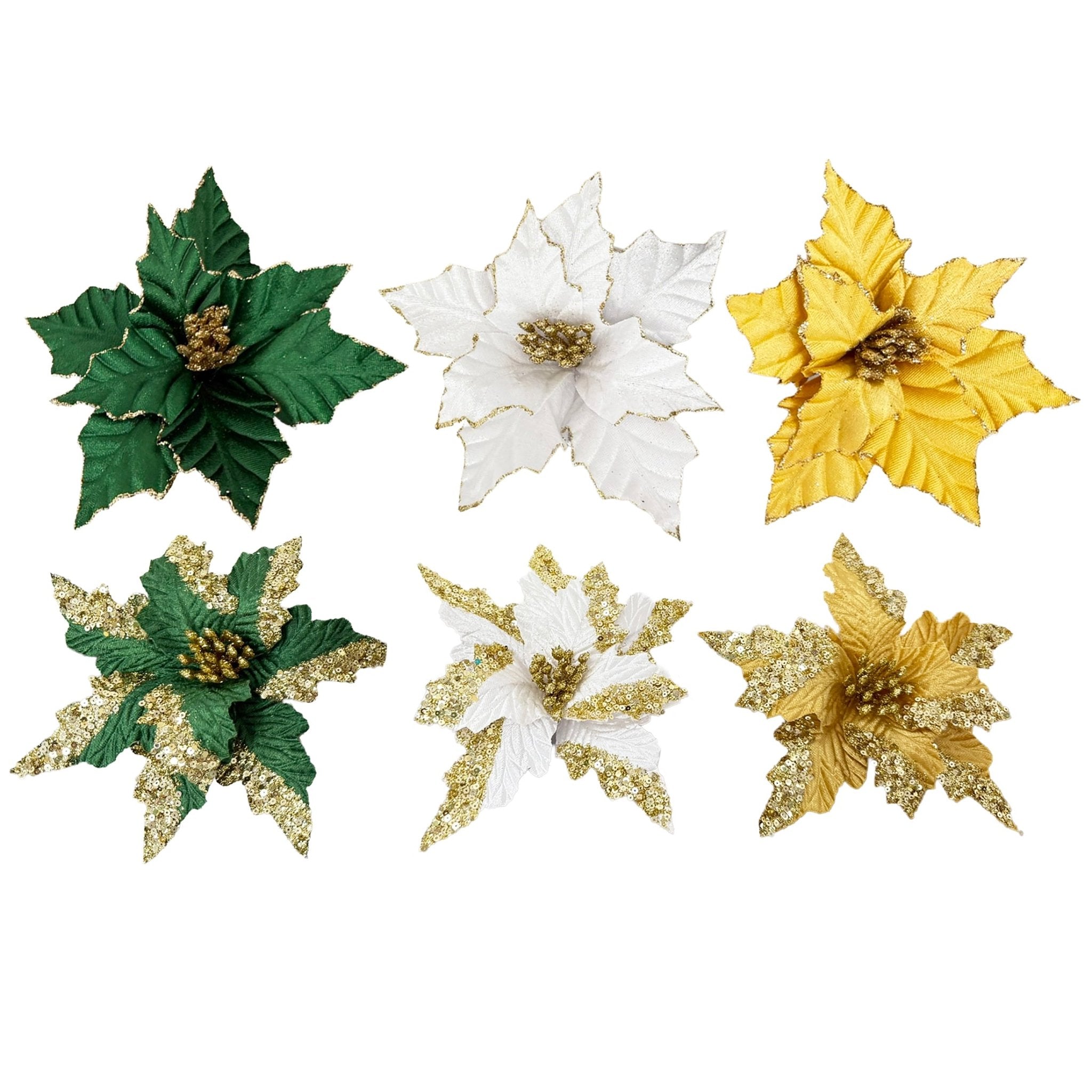 22 Velvet Poinsettia W Glitter 2 Asst St - Country Silk