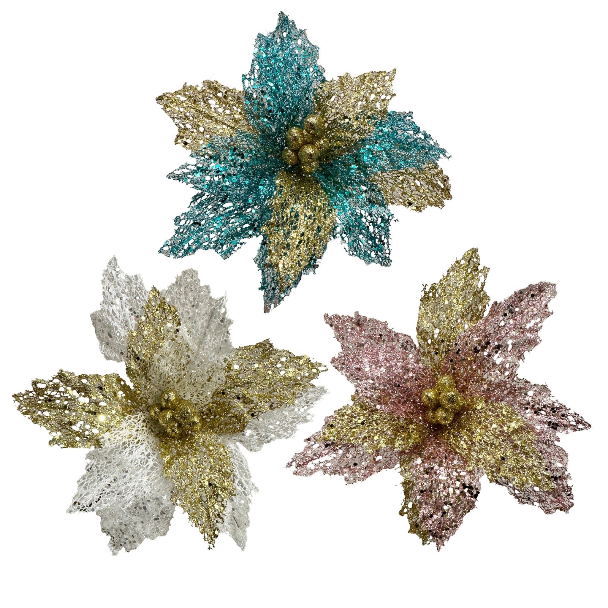 Lace Poinsettia Wglitter - Country Silk