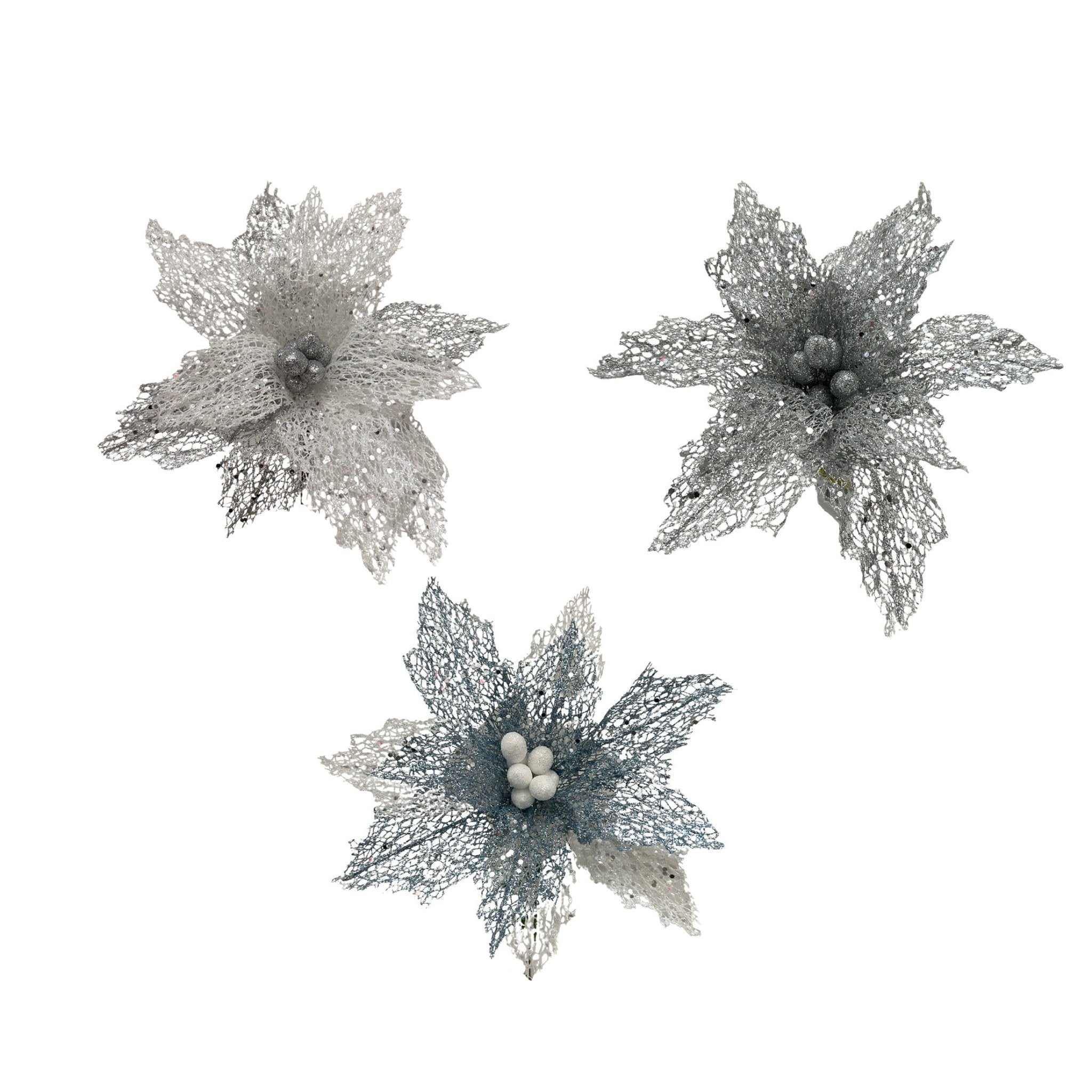 Lace Poinsettia Wglitter - Country Silk