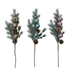 Pine Spray With Disco Ball Pine Cone - Country Silk