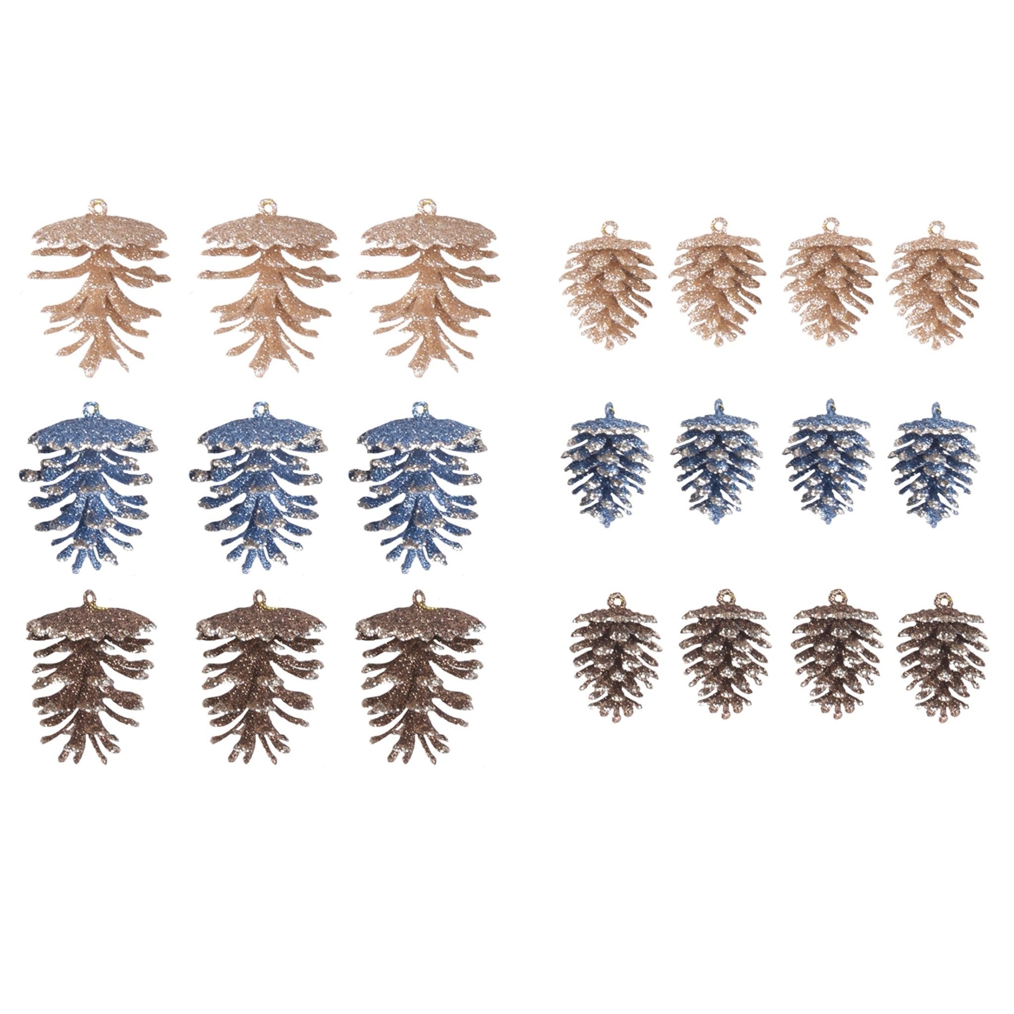 3 Pack And 4Pack Glitter Pine Cone Asst - Country Silk