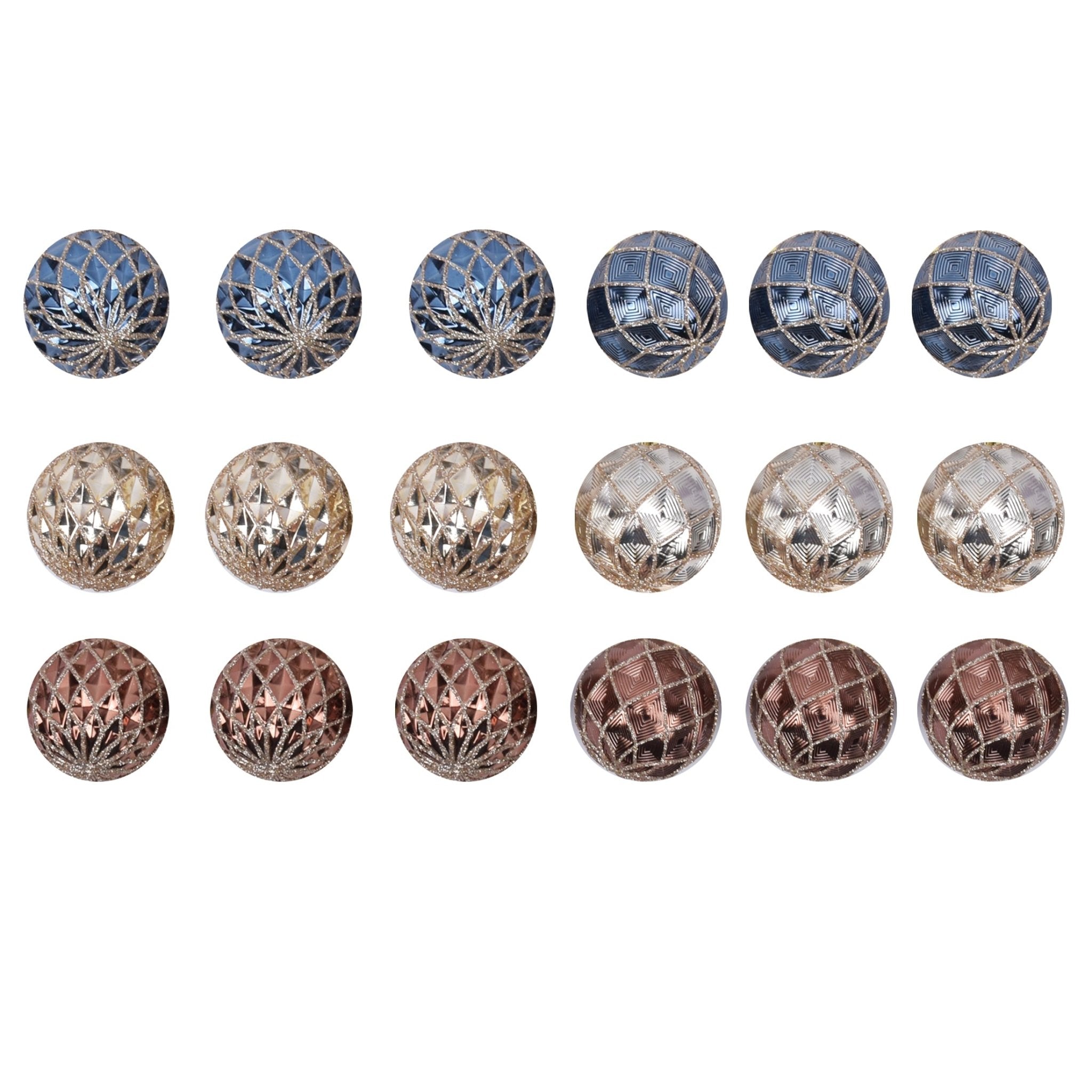 3 Pk Faceted Ball Orn With Hp Asst - Country Silk