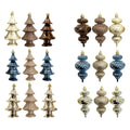 3Pk Fancy Finial And Blow Mold Tree Orn - Country Silk