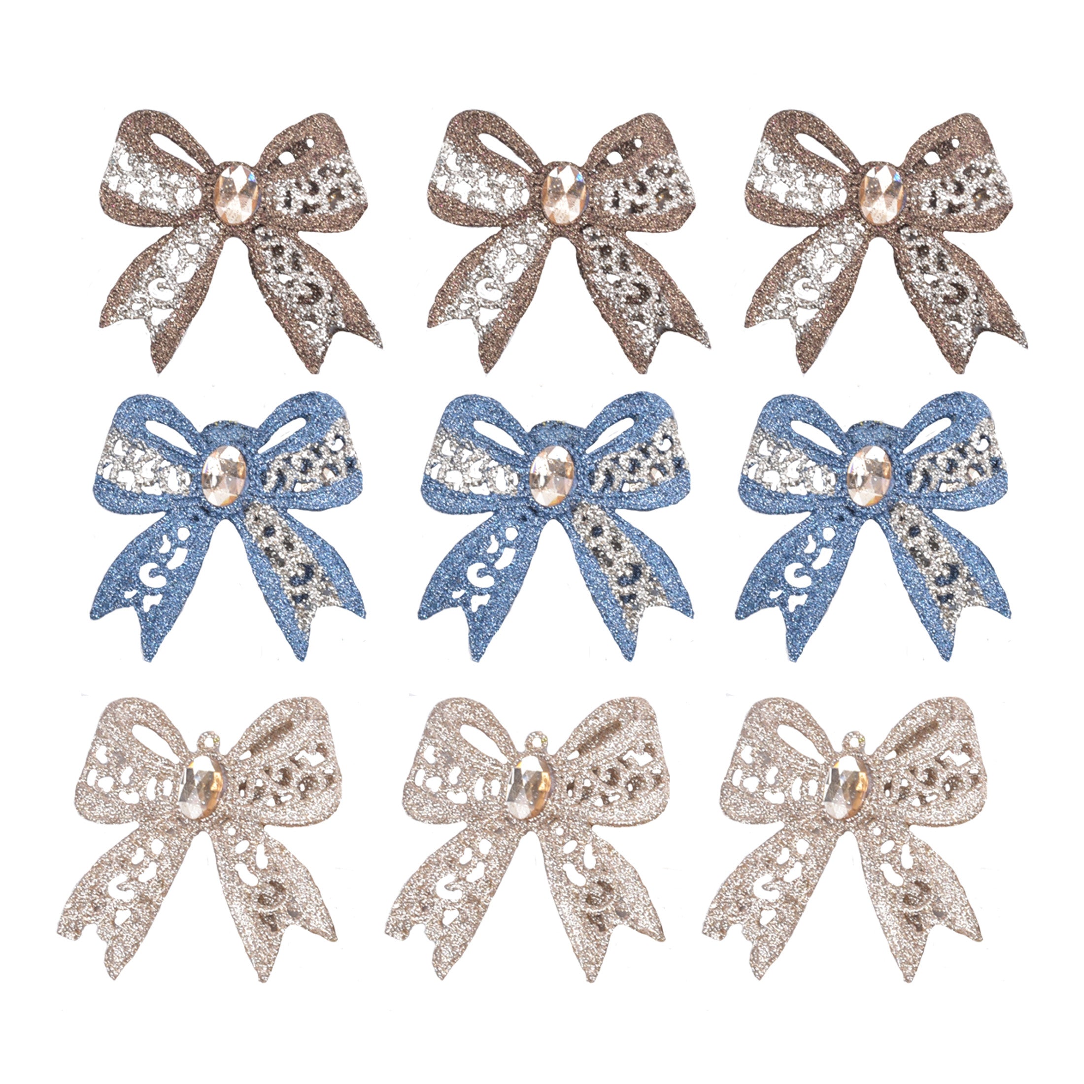 3Pk Shiny Glitter Bow