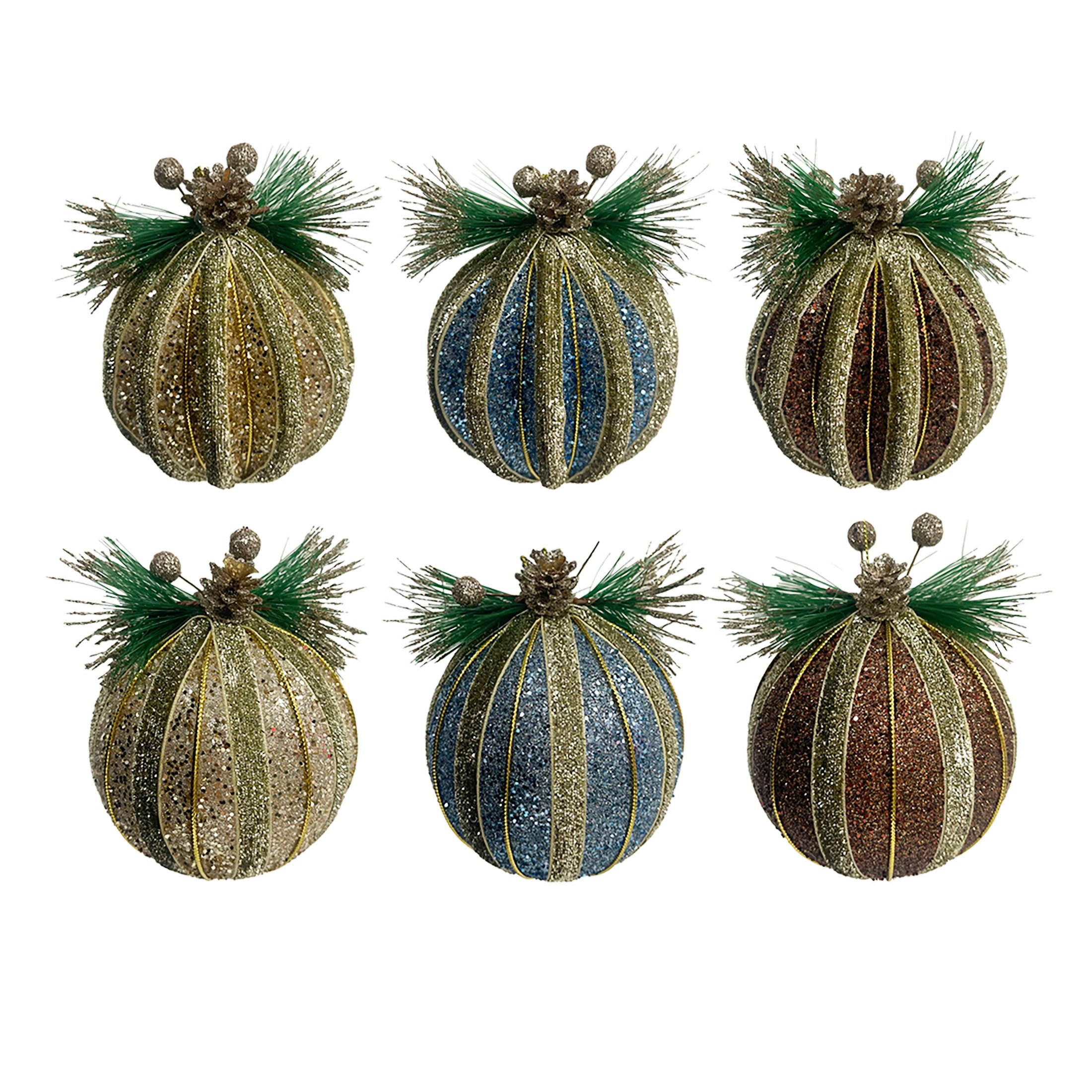 1Pk Glitter Ball With Pine