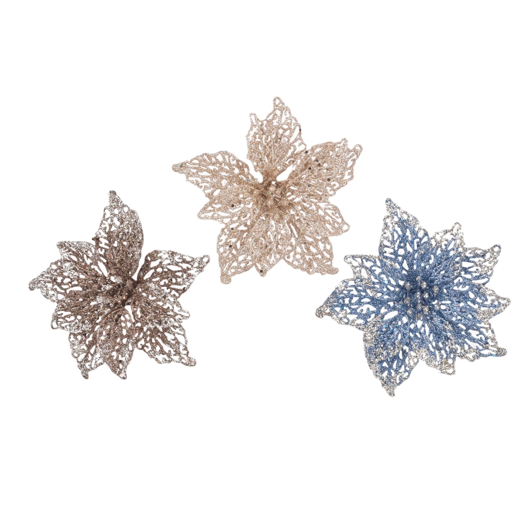 Lace Poinsettia W Clip On - Country Silk
