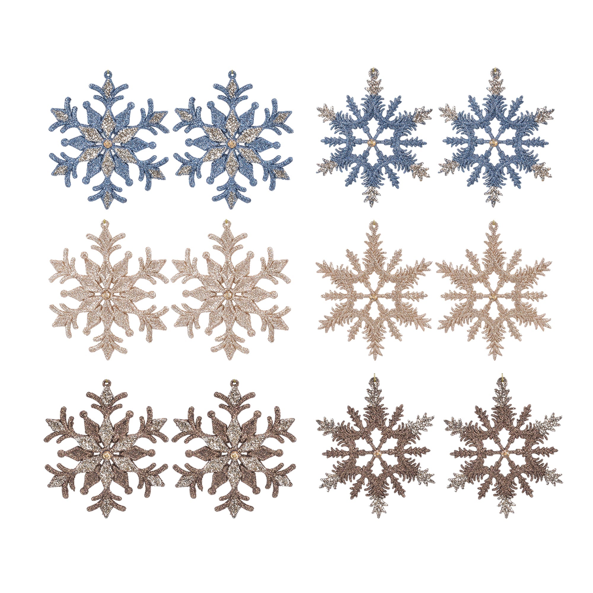 2Pk Frost Snowflake Assort - Country Silk