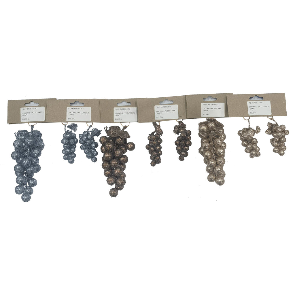 Pvc Glittered Grape Cluster 2 Sizes - Country Silk
