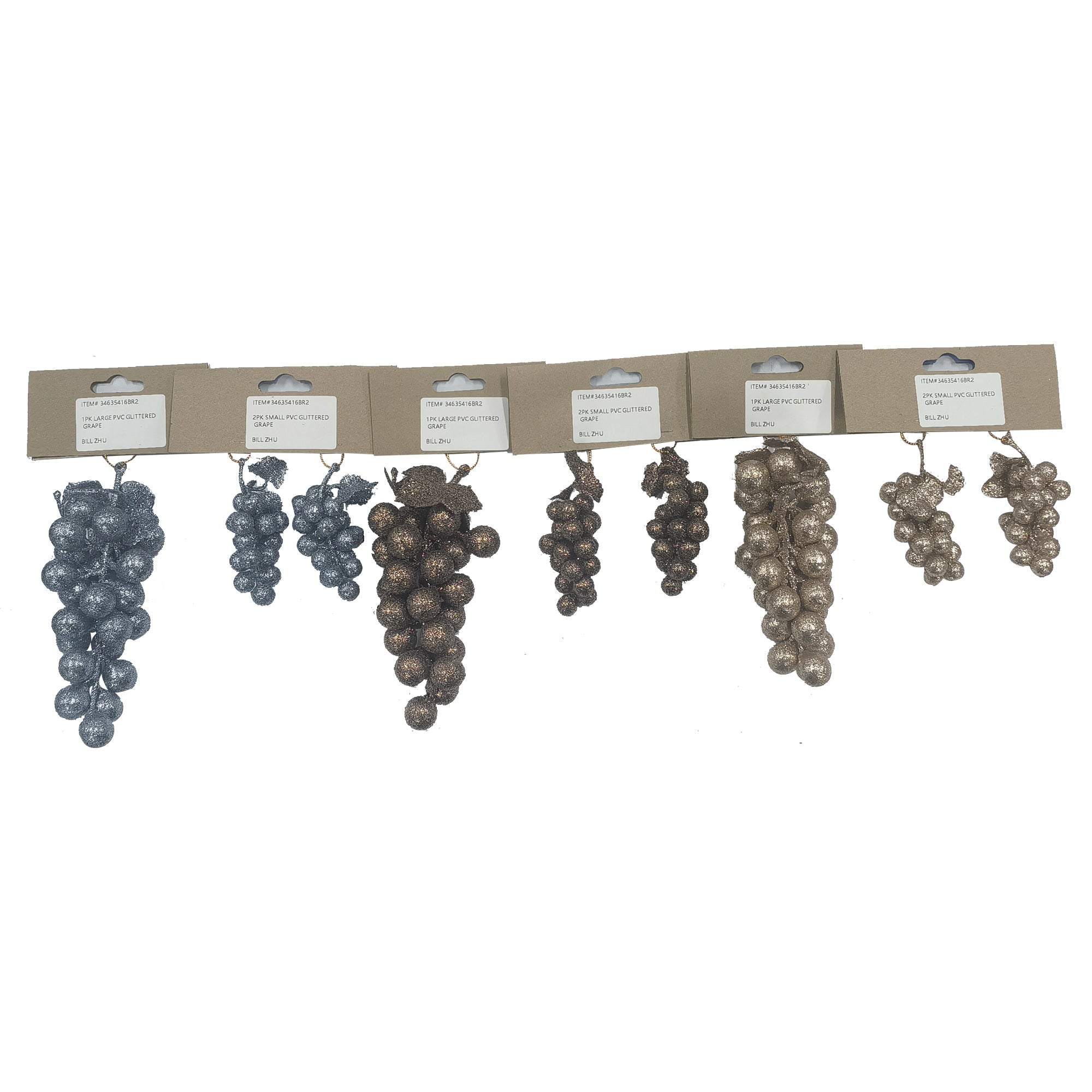Pvc Glittered Grape Cluster 2 Sizes - Country Silk