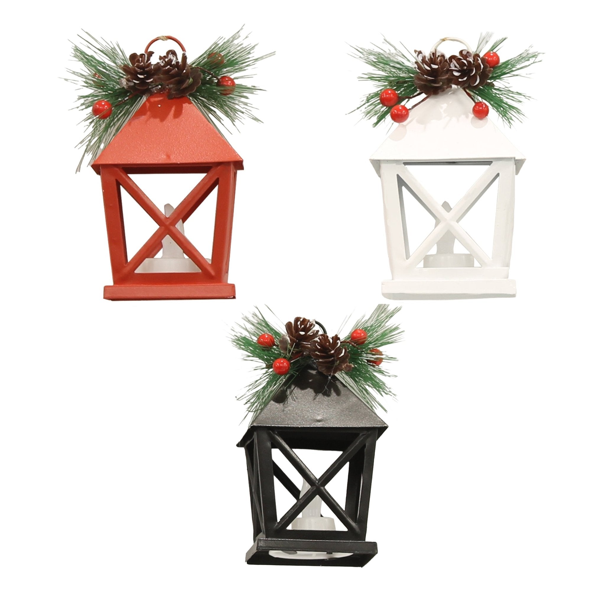 Pr Lantern Orn Rbw - Country Silk