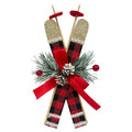 1Pk Buf Chk Ski Orn With Pine And Bow - Country Silk
